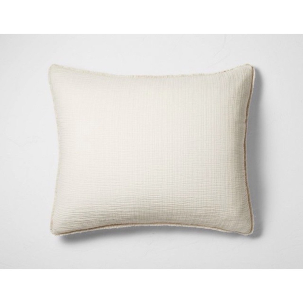 King Textured Chambray Cotton Pillow Sham Natural - Casaluna